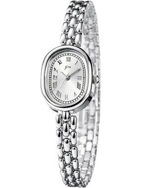 Women's Silver Metal Link Band Bracelet Numeral Elegant Oval Quartz Analog Watch